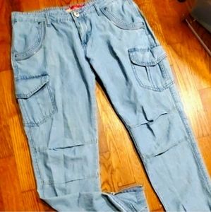 SUPER RARE VINTAGE APPLE BOTTOM JEANS Denim Cargo Pants 9/10